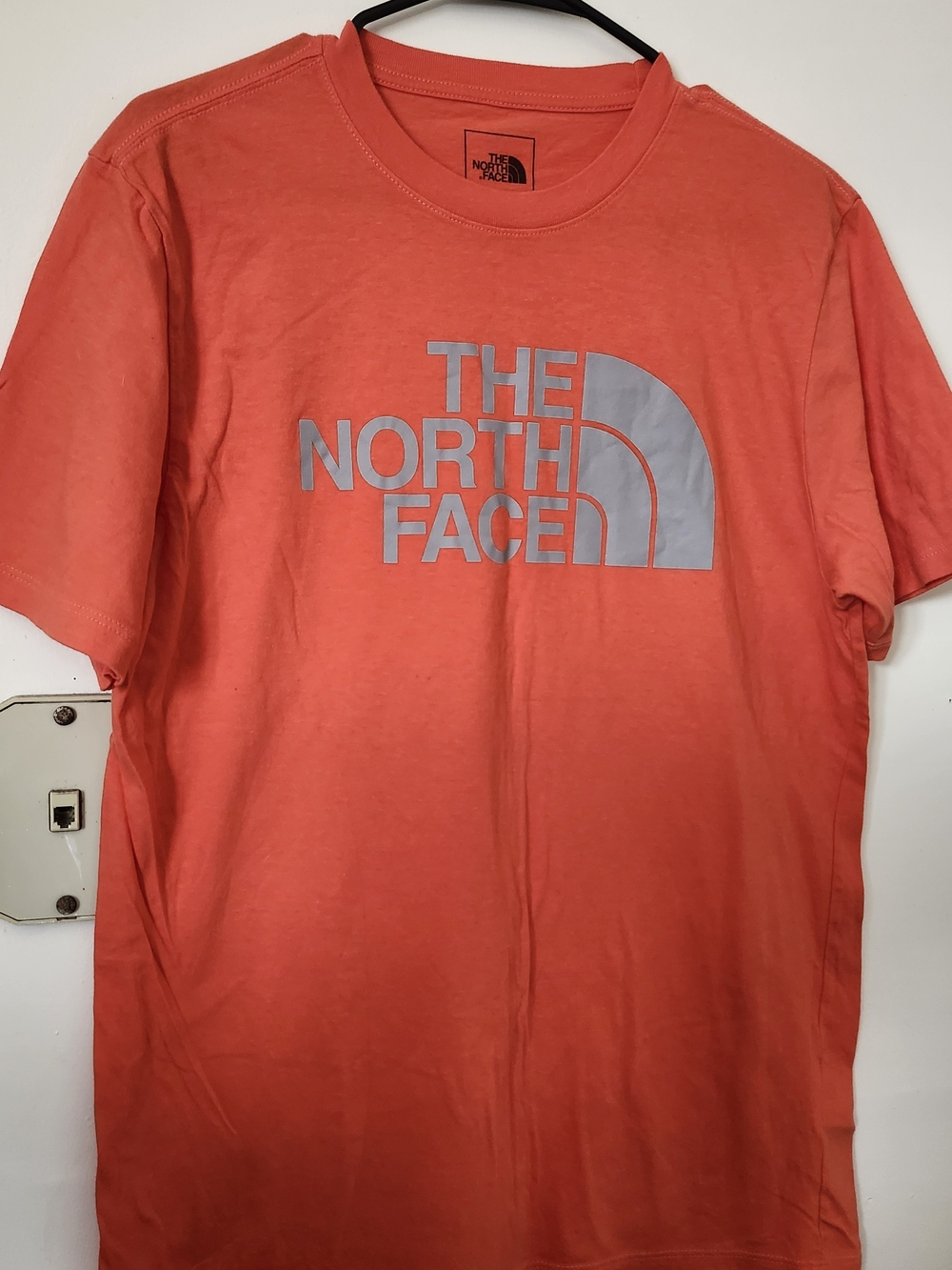 The North Face Men's Coral/Gray Logo Short Sleeve Tee